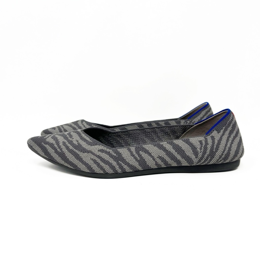 SOLD! Rothy's Retired The Point Grey Zebra Shoes Slip On Ballet Flats Womens 9.5 - Picture 6 of 13